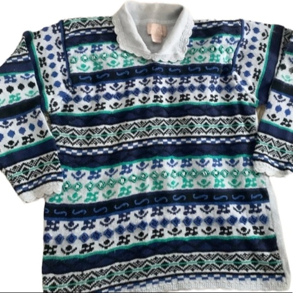 Jimmy Garcia | Vintage Knit Sweater Large Gray Blue Green Oversized - Picture 2 of 16